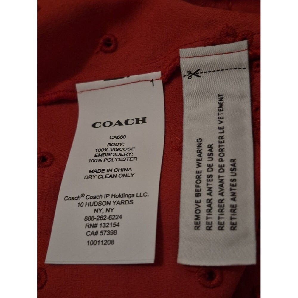 Coach Eyelet Ruffle Midi Dress Sz O Red Romantic Milkmaid Cottage Boho $475 - Picture 7 of 8